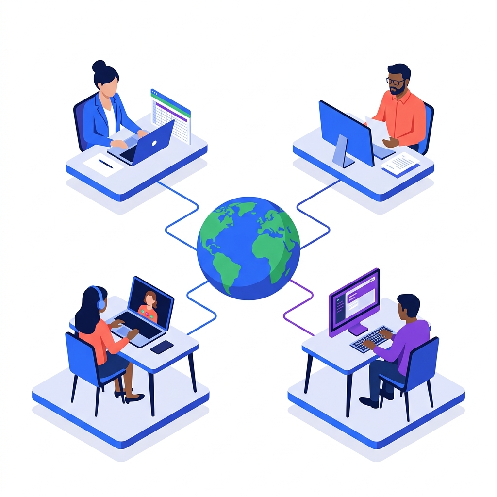 Zibol Remote Recruitment Team and Global Sourcing Illustration